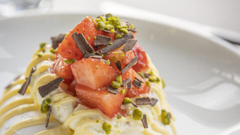 meringue on white plate